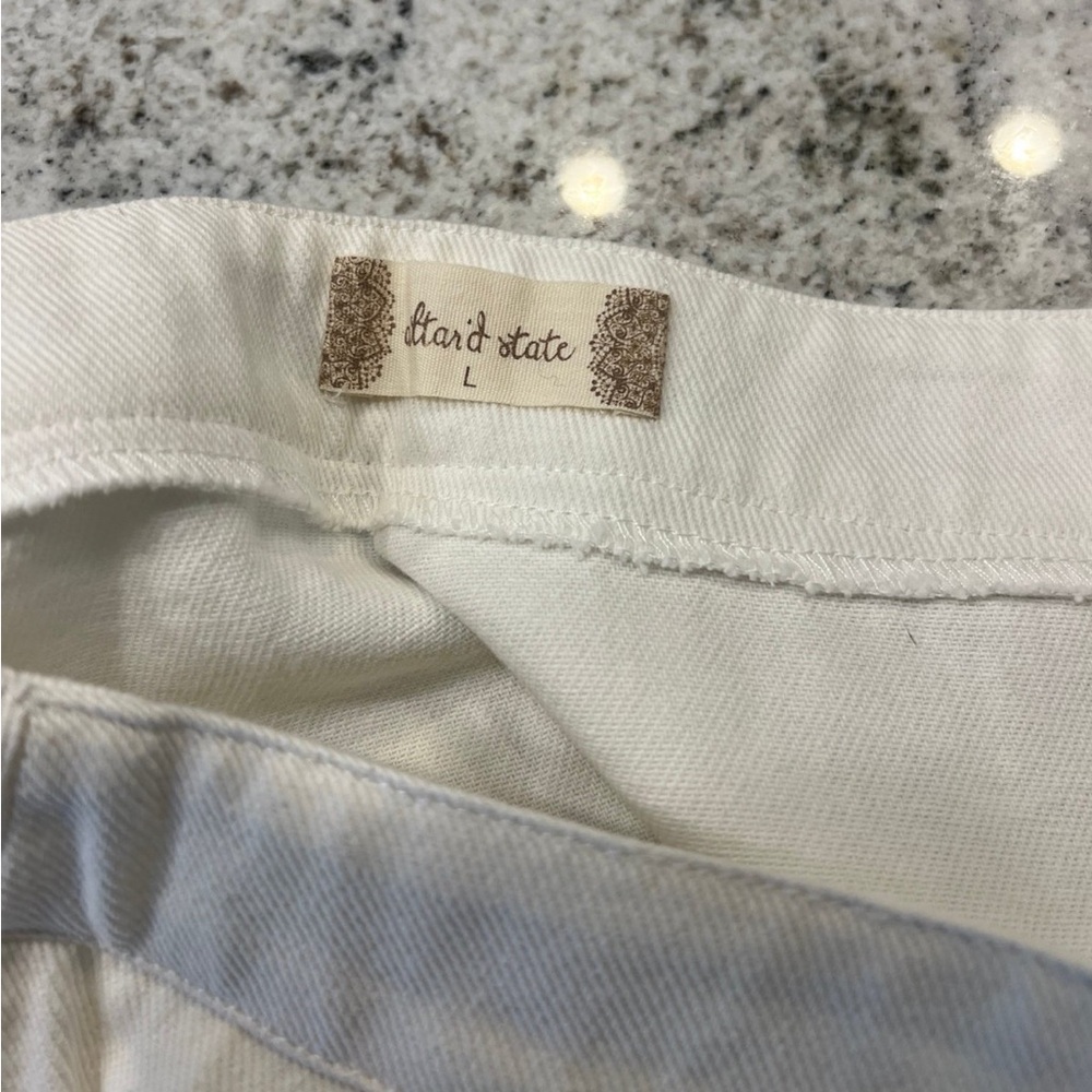 Brand New Altar’d State White Summer Mini side slit Skirt Large - Picture 5 of 6